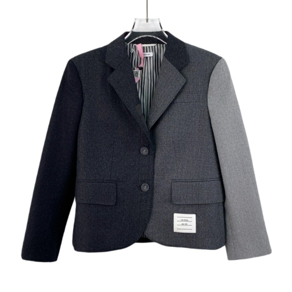 Thom Browne Grey Wool Patchwork Blazer - image 1